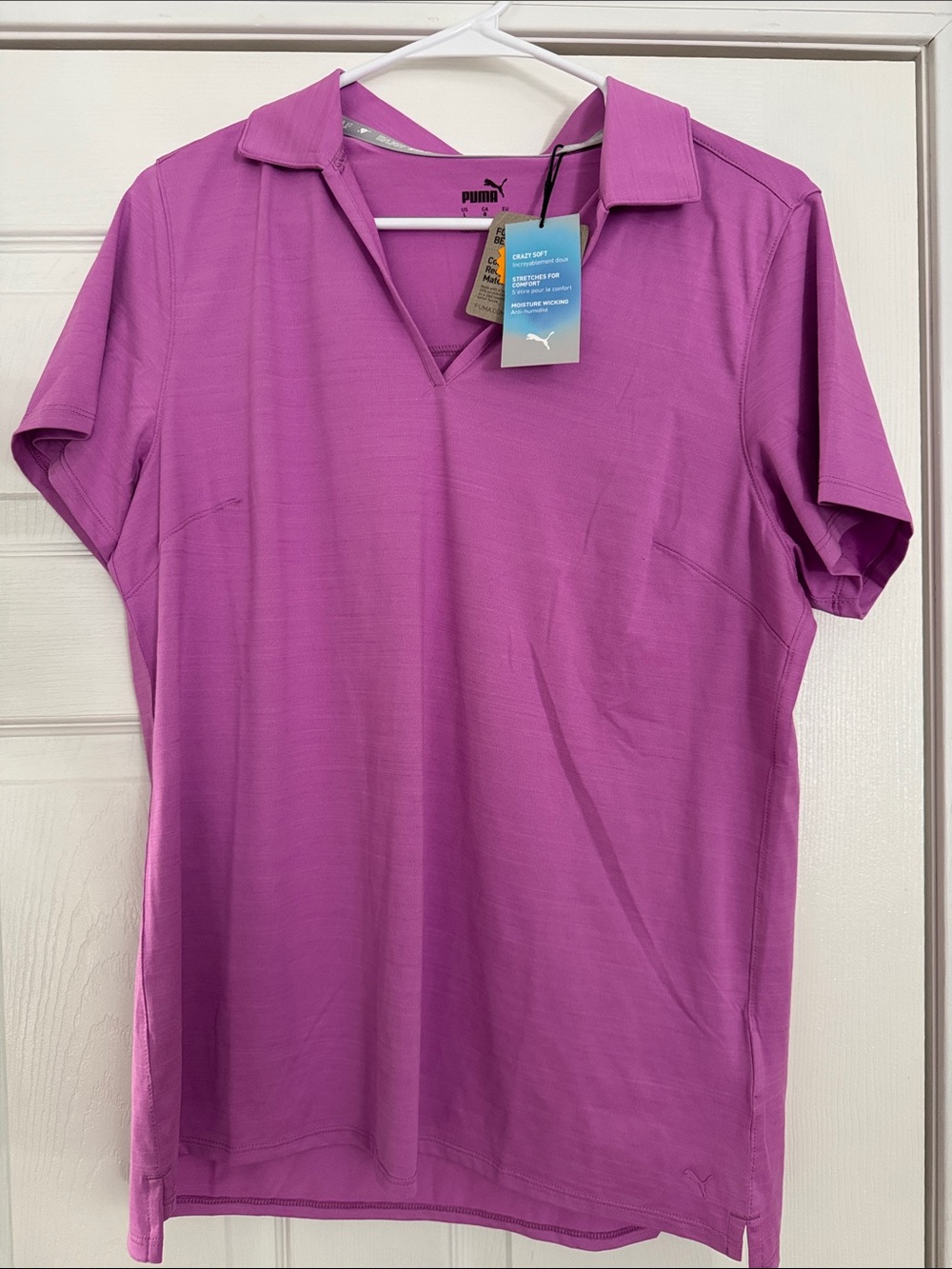 Puma Women's Pink Golf Polo V-Neck Top